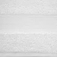 Ręcznik do rąk 30x50 cm bawełniany kolor biały z żakardową bordiurą z nowoczesnym złotym wzorem 500 g/m2 LIANA