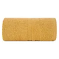 Ręcznik kąpielowy 50x90 cm bawełniany kolor musztardowy z bordiurą w paski podkreślone błyszczącą nicią 500 g/m2 GALA
