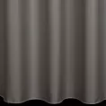 Zasłona szyta na taśmie 5 cm szara z gładkiej tkaniny zaciemniającej typu dimout wykończona obciążnikiem