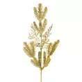 Świąteczna iglasta gałązka obsypana złotym brokatem