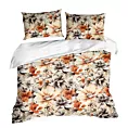 Pościel 220x200 cm bawełniana kolor ciemnokremowy, pomarańczowy z wzorem kwiatowym NIKA 51