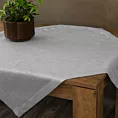 Bieżnik na stół srebrny 85x85 cm z tkaniny przypominającej płótno STELLA 2 z podwójną listwą na brzegach