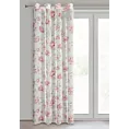 Zasłona biało, różowa zdobiona nadrukiem subtelnych kwiatów ze złotymi akcentami z etaminy 140x250 cm przelotka KALINA
