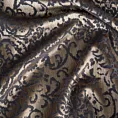 Zasłona szyta na flexach grafitowo złocista z połyskującej tkaniny zdobionej eleganckim wzorem Pierre Cardin