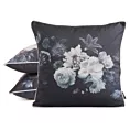 Poszewka na poduszkę 45x45 cm welwetowa, czarno fioletowa, dwustronna z motywem kwiatów VELVET 133 Eurofirany Premium