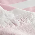 Ręcznik kąpielowy 90x170 cm bawełniany kolor różowy,biały z nadrukiem kontrastujących paseczków i frędzli 350 g/m2 KORFU