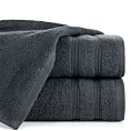 Ręcznik do rąk 30x50 cm bawełniany kolor grafitowy z bordiurą w formie tkanych paseczków 500 g/m2 ALINE