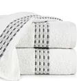 Ręcznik kąpielowy 70x140 cm bawełniany kolor biały z przeplataną bordiurą 500 g/m2 RIVA