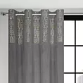 Zasłona stalowo, złota z dekoracyjnym pasem z welwetu 140x250 cm przelotka - LIZA
