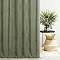 Zasłona szyta na taśmie 5 cm oliwkowa z miękkiej matowej tkaniny szenilowej o naturalnym splocie