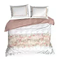 Pościel 220x200 cm bawełniana kolor biały, pudrowy róż styl romantyczny SPRING 25