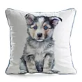 Poszewka na poduszkę 45x45 cm welwetowa biało, szara z motywem psa ANIMAL 83