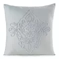 Poszewka na poduszkę 45x45 cm zdobiona ornamentową aplikacją jasnoszara MIRA