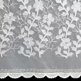 Dekoracja okienna biała z gładkiej tkaniny zdobiona pasem aplikacji w kwiaty 140x250 cm przelotka - INGA EVA MINGE