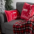 Poszewka na poduszkę 45x45 cm welwetowa, czerwono biała zdobiona nadrukiem świątecznym RUBI