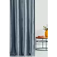 Zasłona szyta na taśmie 5 cm szara z tkaniny welwetowej w pionowe prążki, wykończona obciążnikiem