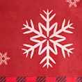 Bieżnik na stół czerwony 40x140 cm welwetowy RUDOLF z motywem śnieżynek i ozdobną kantą w kratę