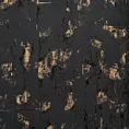 Roleta rzymska czarno złocista z tkaniny welwetowej zdobionej połyskującym drukiem