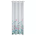 Zasłona biało, niebieska z nadrukiem malowanych kwiatów z etaminy 140x250 cm przelotka - LILIAN
