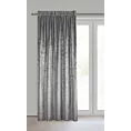 Zasłona stalowo, srebrna welwetowa z nakrapianym nadrukiem 135x270 cm taśma - AVENA