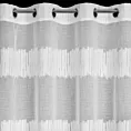 Firana biało, srebrzysta z etaminy zdobiona żakardowymi pasami 140x250 cm przelotka LEANDRA