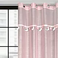 Firana różowa z etaminy zdobiona taśmą dekoracyjną z trójwymiarowymi księżycami 140x250 cm przelotka MOON