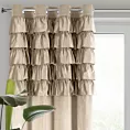 Zasłona ciemnobeżowa zdobiona falbanami z welwetu 140x250 cm przelotka AURA