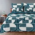 Pościel 220x200 cm bawełniana kolor ciemnoniebieski, biały wzór geometryczny ELLA9 Ella Line
