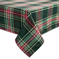Obrus świąteczny 140x220 cm czerwono, zielony bawełniany zdobiony szkocką kratą AURORA