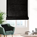 Roleta rzymska czarna z tkaniny z aplikacją i haftem