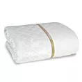 Narzuta welwetowa biała 220x240 cm zdobiona błyszczącą pasmanterią pikowana metodą tradycyjnego szycia KRISTIN Eurofirany Premium