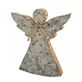 Figurka dekoracyjna  świąteczna drewniany ANIOŁEK z błyszczącymi akcentami