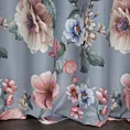 Zasłona szaro, różowa w kwiaty, zaciemniająca 140x250 cm przelotka - GAJA