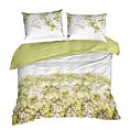 Pościel 220x200 cm bawełniana kolor biały, zielony z wzorem botanicznym NIKA 22