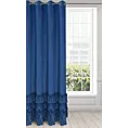 Zasłona welwetowa granatowa zdobiona falbanami 140x250 przelotka - CHARLOTTE 1