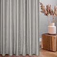 Zasłona szyta na taśmie 8 cm srebrna z miękkiej tkaniny welwetowej z efektem kreszowania, wykończona obciążnikiem