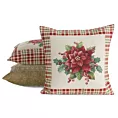 Poszewka na poduszkę 45x45 cm bawełniana, gobelinowa naturalno, czerwona zdobiona motywem gwiazdy betlejemskiej GOB