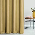 Zasłona szyta na flexach złota z tkaniny trudnopalnej, zaciemniającej, typu blackout z efektem melanżu