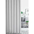 Zasłona szyta na tunelu kremowo grafitowa z tkaniny o naturalnym splocie z nadrukowanym wzorem w pasy