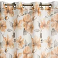 Dekoracja okienna biało, ruda z lekkiej etaminy z nadrukiem kwiatów, półtransparentna 140x250 cm przelotka SOFIA