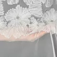Firana biała z siateczki zdobiona kwiatami z dodatkiem drobnych perełek 3D 140x250 cm przelotka - JASMIN 3 Eva Minge