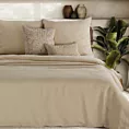 Pościel 220x200 cm  lniana z dodatkiem bawełny kolor beżowy w stylu eko