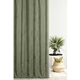 Zasłona szyta na taśmie 5 cm oliwkowa z miękkiej matowej tkaniny szenilowej o naturalnym splocie