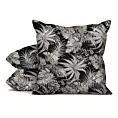 Poszewka na poduszkę 40x40 cm welwetowa, czarno beżowa z modnym, błyszczącym wzorem liści RODOS