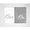 Zestaw ręczników bawełnianych na prezent 2 szt 50x90 cm z haftem ONA I ON kolor biały,popielaty 400 g/m2