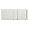 Ręcznik kąpielowy 70x140 cm bawełniany kolor kremowy z welwetową bordiurą i kontrastującymi paseczkami 500 g/m2 NEL