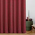 Zasłona szyta na taśmie 5 cm czerwona z etaminy o geometrycznym wzorze w kratę, z dodatkiem bawełny