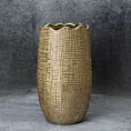 Wazon ceramiczny SELMA z wytłaczanym wzorem brązowo-złoty