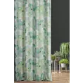 Zasłona szyta na taśmie 5 cm kremowo zielona z miękkiej tkaniny o lekkim splocie, pokryta modnym, botanicznym nadrukiem