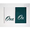Zestaw ręczników bawełnianych na prezent 2 szt 50x90 cm z haftem ONA I ON kolor kremowy,ciemnozielony 400 g/m2